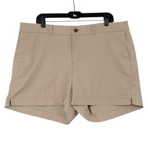 Old Navy Everyday Shorts Womens 16 Tan Khaki Chino Stretch Cotton Twill 5 Inseam